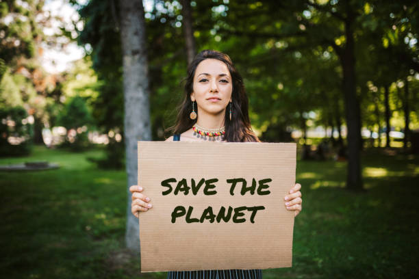 istock Young activist / protester. Environmental conservation / Climate change protest 1359505867