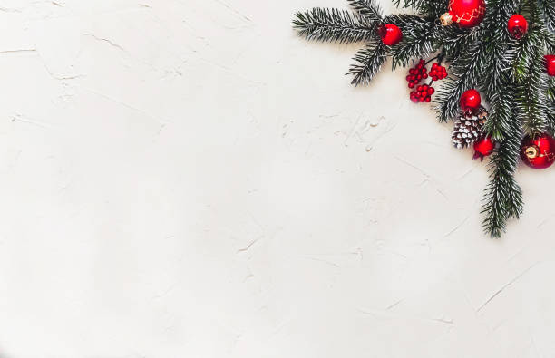 istock Christmas light background, fir branches with red berries. 1359509991