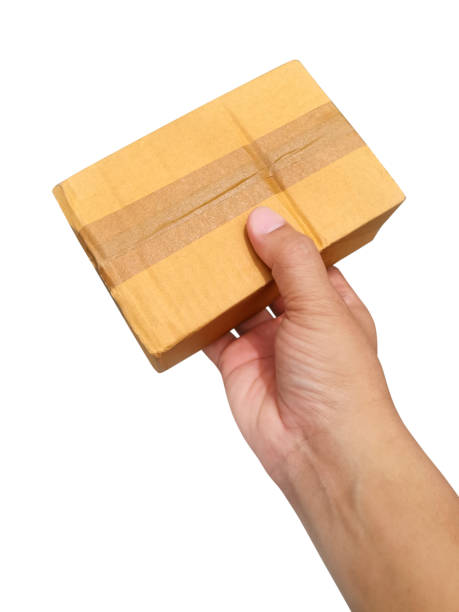 istock hand holding brown paper box package isolated on white background 1359510342