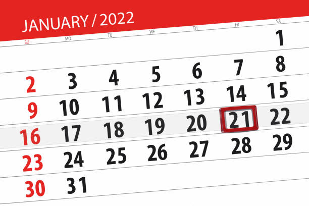 istock Calendar planner for the month january 2022, deadline day, 21, friday 1359512731