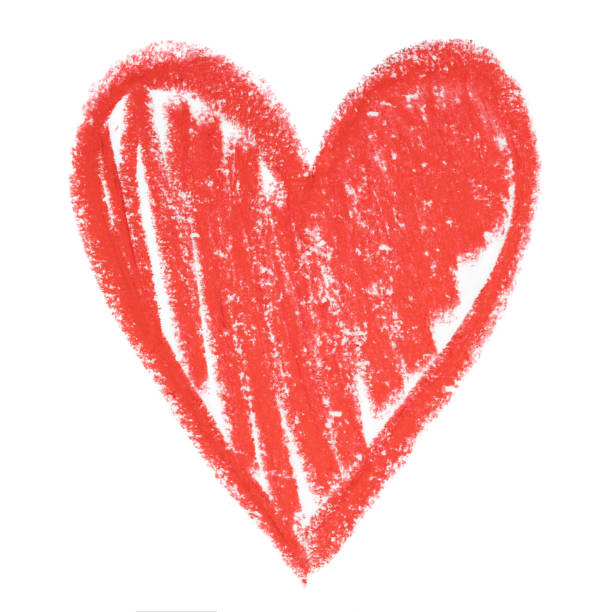 istock Simple drawing of red heart on white 1359516388