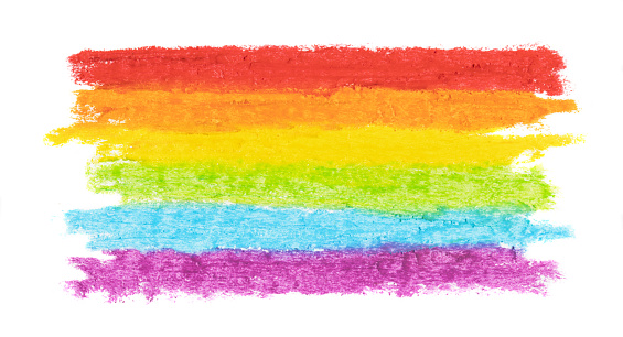 Simple drawing of rainbow colors on white. This file is cleaned and retouched.