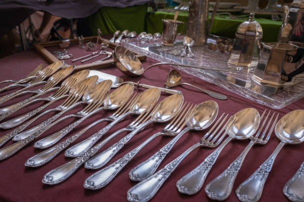 istock Silver cutlery at the flea market Arezzo 1359518435