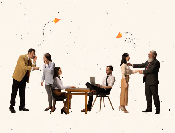 istock Creative business design of employees, workers communicating, having negotiations 1359519810