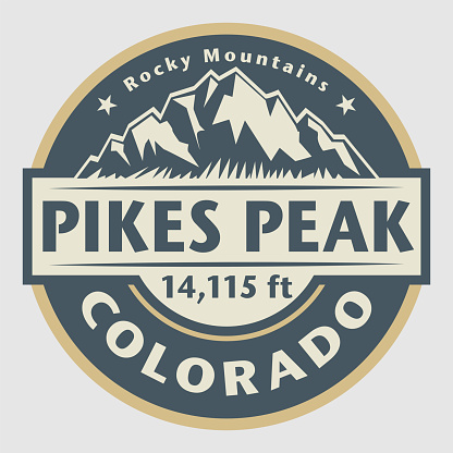 Abstract stamp or emblem with the name of Pikes Peak, Colorado, vector illustration