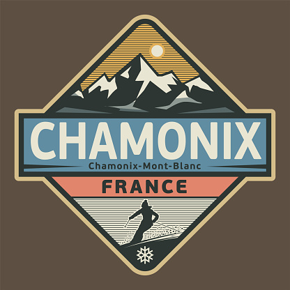 Abstract stamp or emblem with the name of Chamonix, France, vector illustration