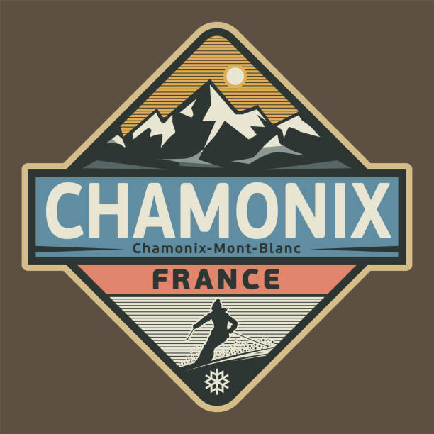 Chamonix, France Abstract stamp or emblem with the name of Chamonix, France, vector illustration snow skiing stock illustrations