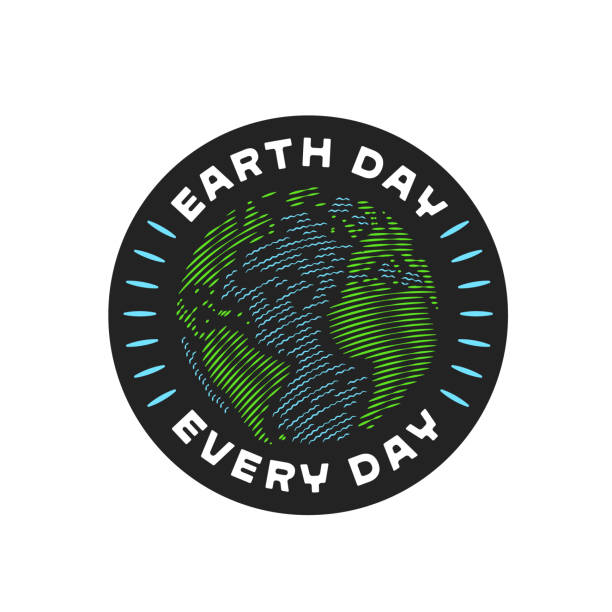 지구의 날 매일 배지 - earth day banner placard green stock illustrations