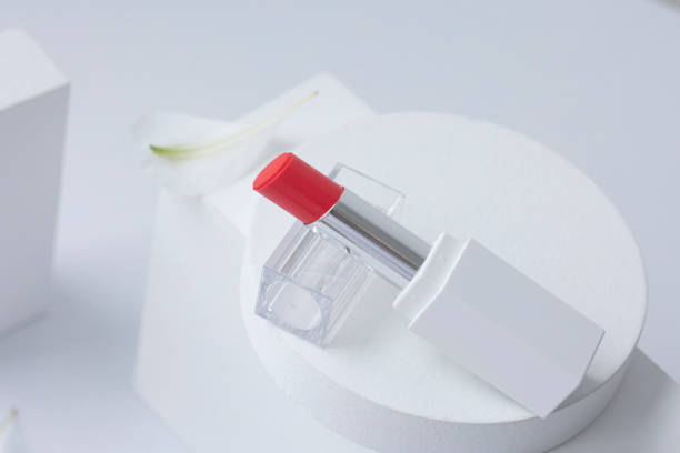 istock A red lipstick isolated on white background. 1359524403