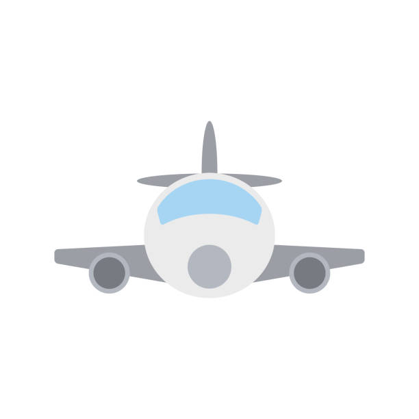 1402.i016.001.P.m004.c22.transport icons flat set 1 White plane front view flat icon vector illustration charter stock illustrations