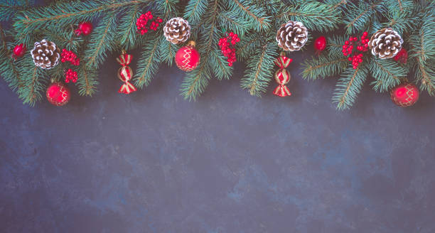 istock Christmas dark grunge horizontal background, top view. 1359532835