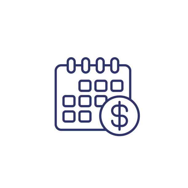 ikona linii kalendarza finansowego na białym tle - finance business data tax stock illustrations