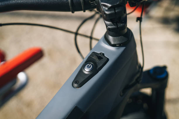 close up of an e-bike in the sunshine - electric bicycle imagens e fotografias de stock