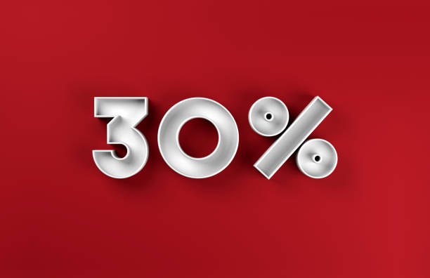 istock White 3D 30% discount icon on red background 1359535801