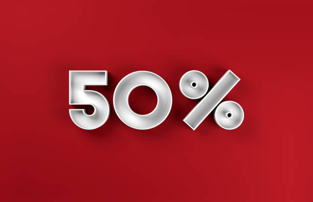 istock White 3D 50% discount icon on red background 1359535845