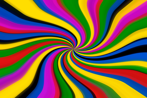 Abstract background made of twisted multi colored vanishing lines for vortex concept