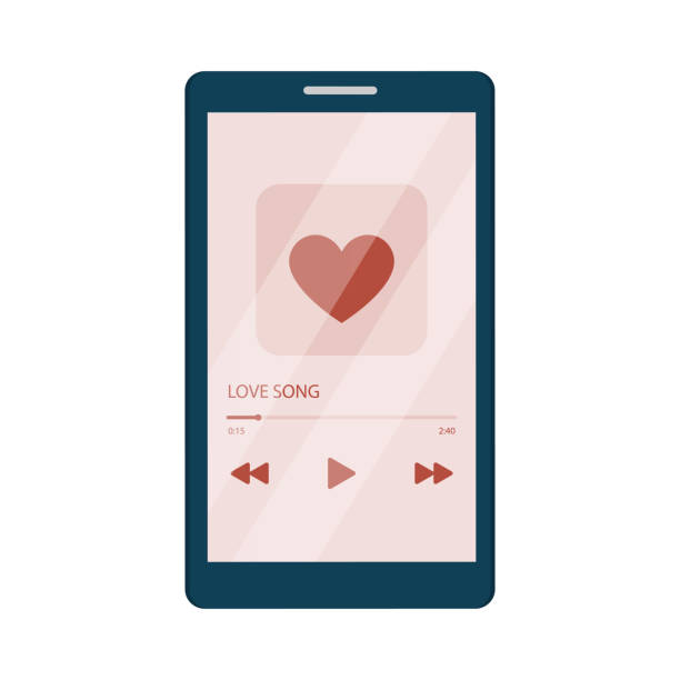 love song. music player on mobile phone screen. vector illustration in flat cartoon style. - spotify stock illustrations