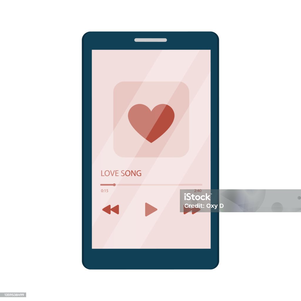 Love Song Music Player On Mobile Phone Screen Vector Illustration In Flat  Cartoon Style Stock Illustration - Download Image Now - iStock