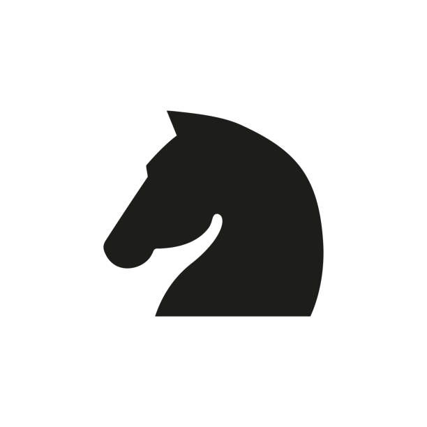 ilustraciones, imágenes clip art, dibujos animados e iconos de stock de icono negro de cabeza de caballo - unicornio cabeza
