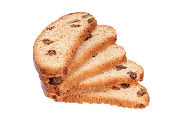 istock stack of rusks with raisins isolated on white background. 1359539922