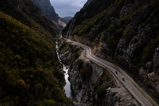 Road between Tirana and Bovilla Reservoir in Albania.