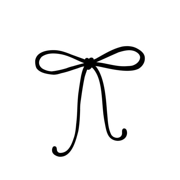 ilustraciones, imágenes clip art, dibujos animados e iconos de stock de doodle vectorial atado lazo de cinta aislado sobre fondo blanco. - black ribbon gift bow