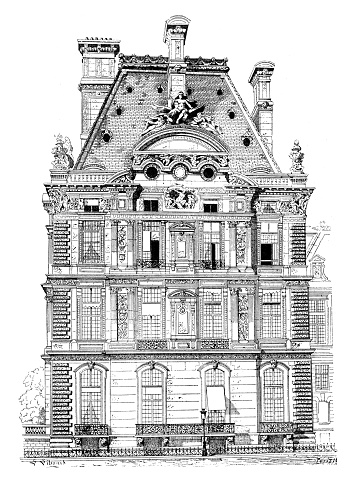 Antique illustration: Tuileries Palace, Paris