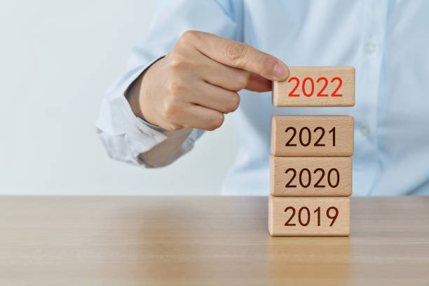 istock 2022, 2021, 2020, 2019 written on wooden blocks 1359546845