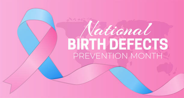 istock Pink National Birth Defects Prevention Month Background Illustration with Ribbon 1359547760