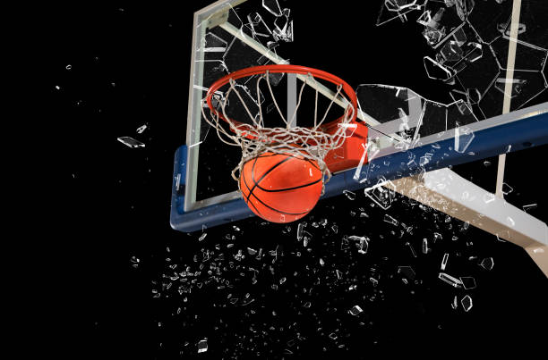 Shattered backboard. Basketball concept Shattered backboard.Basketball concept on dark background back board basketball stock pictures, royalty-free photos & images