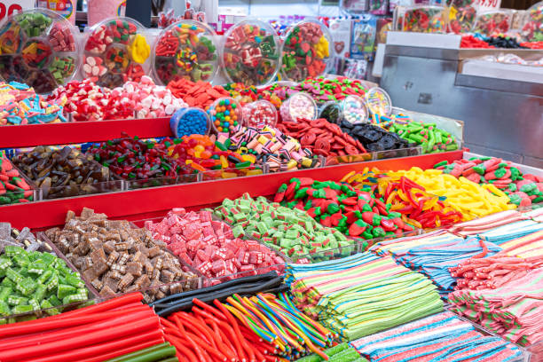 Assorted colorful candy at Mahane Yehuda Market in Jerusalem