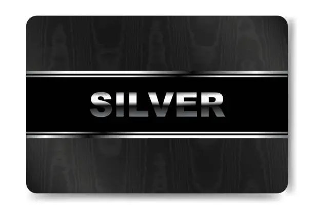 Vector illustration of Club vip silver card. Black and silver design. Dark premium template. Vector illustration