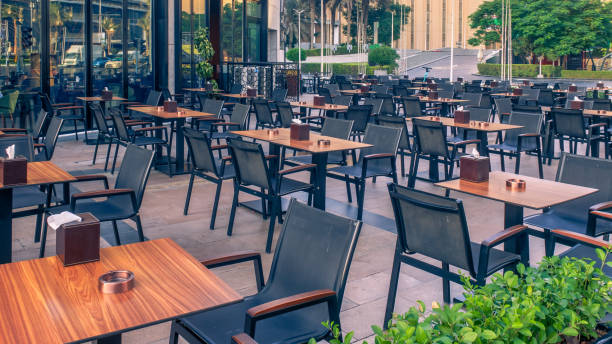 Cafes in the streets of Dubai stock photo