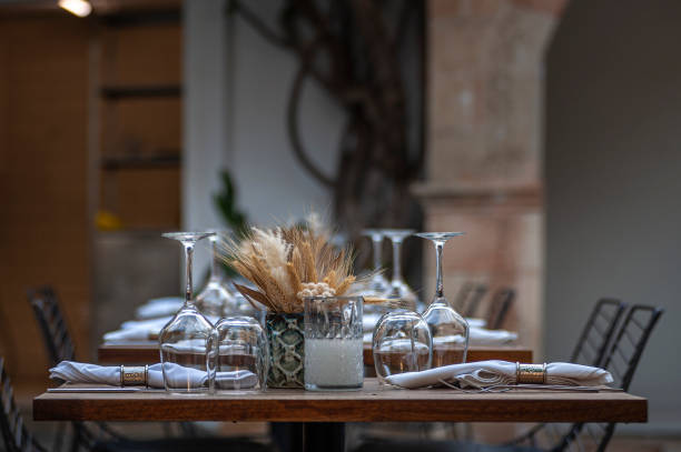 istock Luxury restaurant table in patio with nice decoration and tableware 1359560146