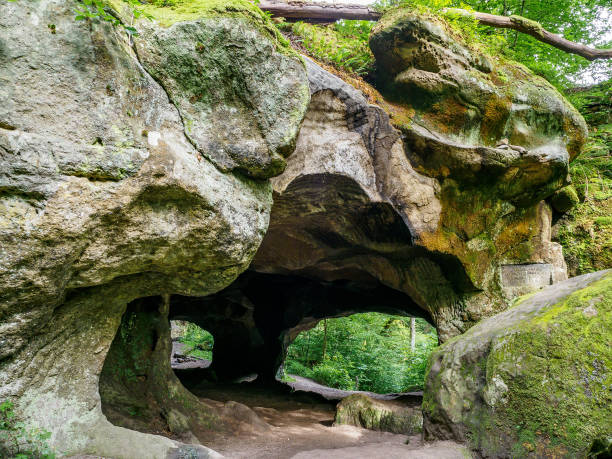 Hohllay, man-made cave was formed during mining for sandstone millstones during the Roman times and the Middle Ages, Luxembourg