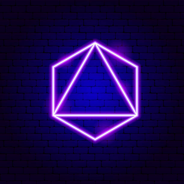 Octahedron Neon Sign Octahedron Neon Sign. Vector Illustration of Geometry Promotion. platonic solids stock illustrations
