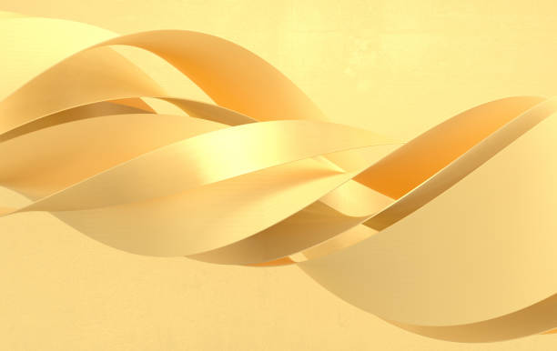 istock Abstract beige and golden twisted geometric shapes, waves. Modern background 3d rendering 1359562534