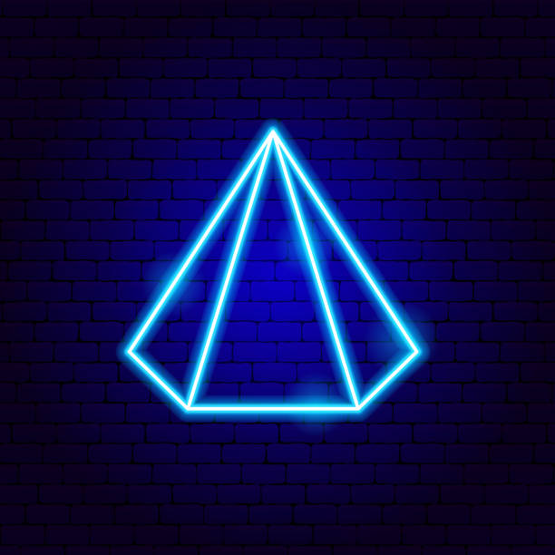 ilustrações de stock, clip art, desenhos animados e ícones de pyramid neon sign - geometric shape pyramid shape three dimensional shape platonic solid