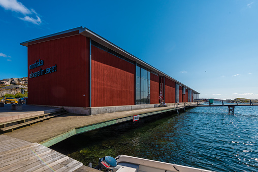 Tjörn, Sweden - August 19 2021: Exterior of Nordiska Akvarellmuseet at Skärhamn.