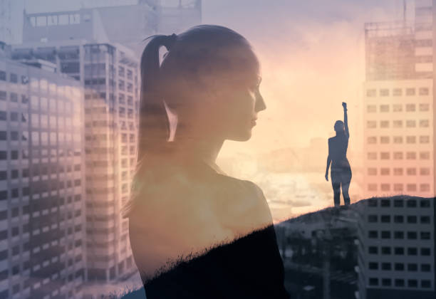 istock Woman power. Achievement and success. 1359566191