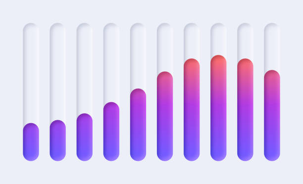 illustrazioni stock, clip art, cartoni animati e icone di tendenza di statistiche dei grafici a barre moderni indicatori che salgono - diagramma a colonne