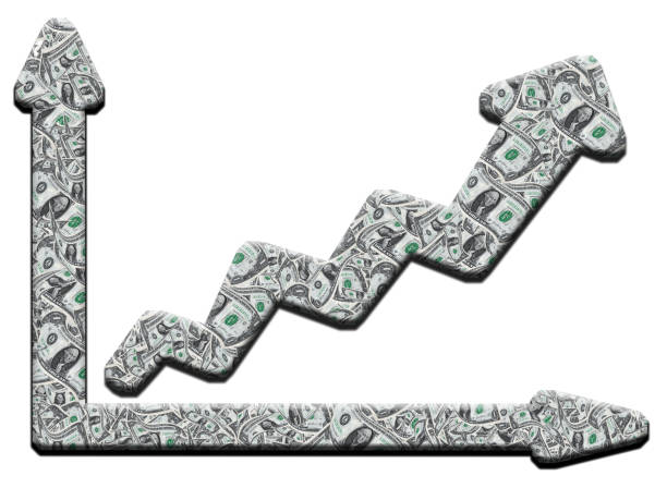 istock Increase money growth icon on white background 1359573094