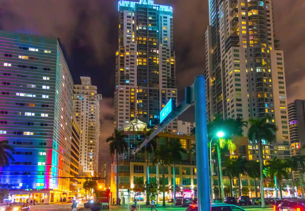 istock Colorful night in downtown Miami 1359574073