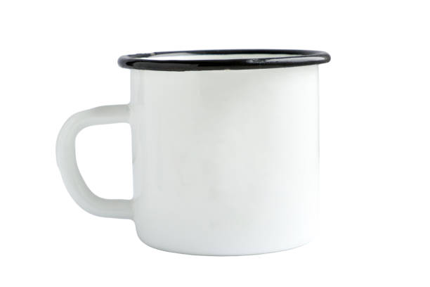istock White blank Enamel Mug Mock-up isolated on white background. Blank cup for branding. High-resolution photo. 1359580442