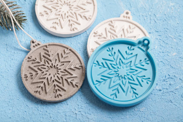 istock Concrete Christmas Decorations. Handmade craft gypsum objects for interior decoration. Artisan, small business, diy, hobby concept. 1359585874