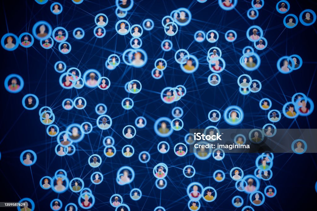 Social Network Connecting 3d low-poly avatars. Connection Stock Photo