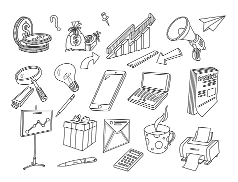 Business Doodles set. Vector illustration.