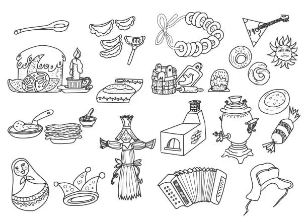 Vector illustration of Russian Culture Doodle Set