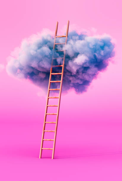 istock a ladder straight to the blue cloud (3d rendering) 1359593847