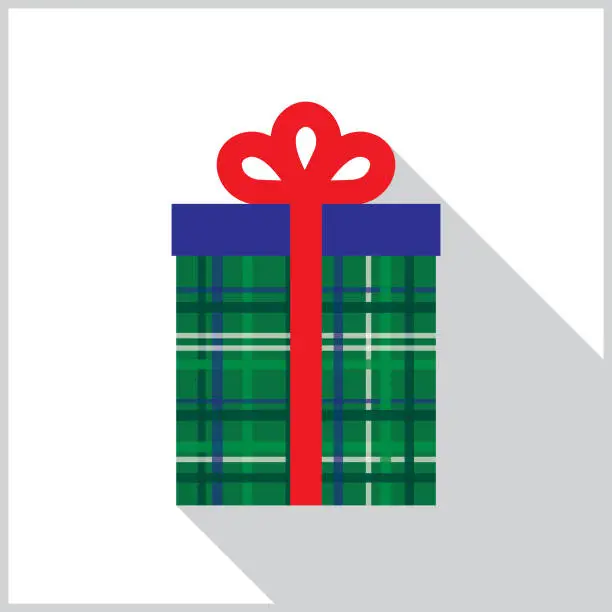 Vector illustration of Plaid Christmas Gift Box